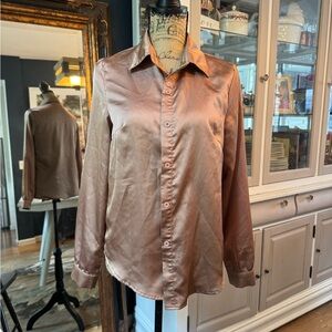 SHEIN Shimmering Brown Button Down Shirt